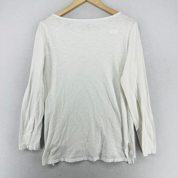 EILEEN FISHER Top M Slub Jersey Organic Cotton Boat Neck Long Sleeve White - Picture 2 of 12
